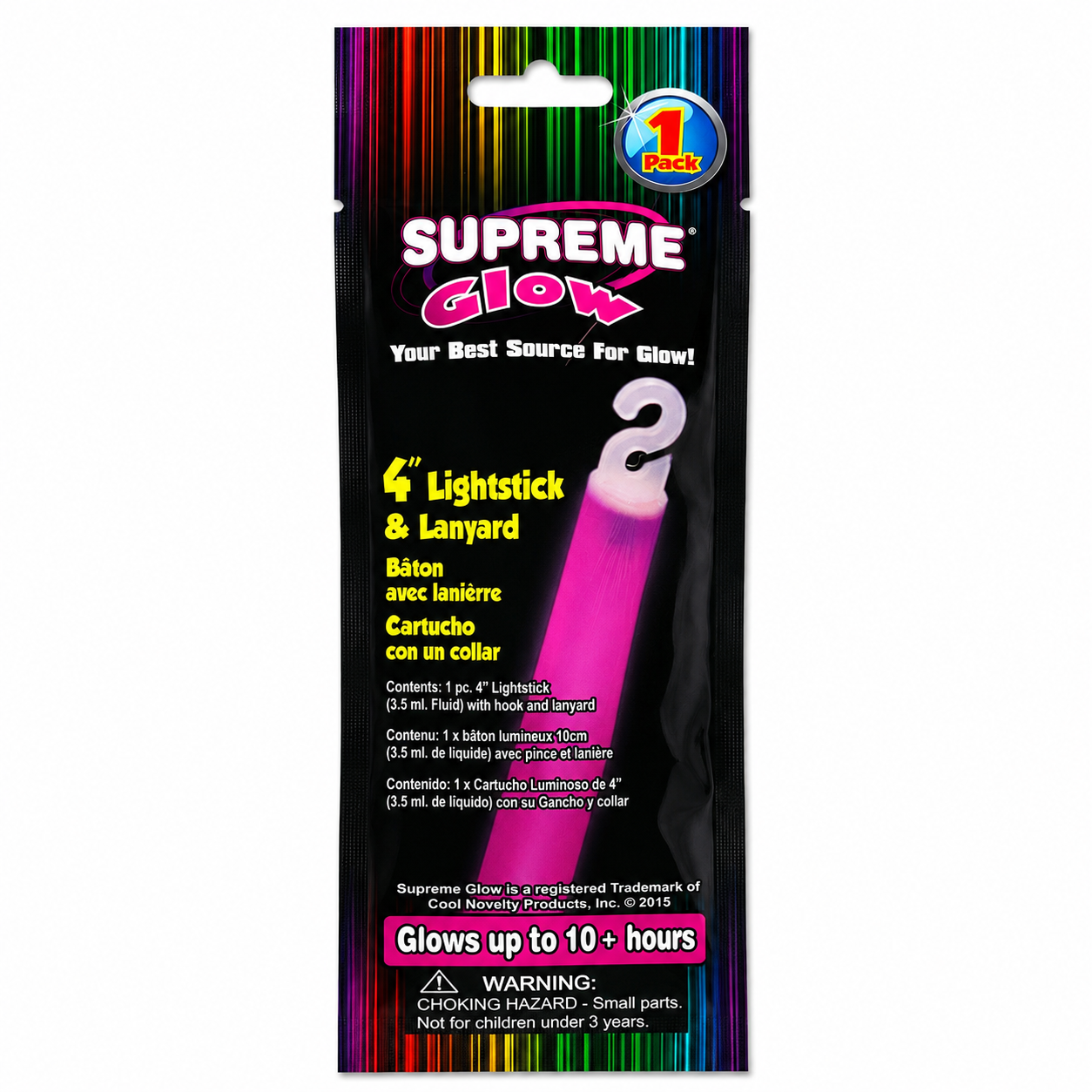 Pink Trident 4-inch glow stick on a white background