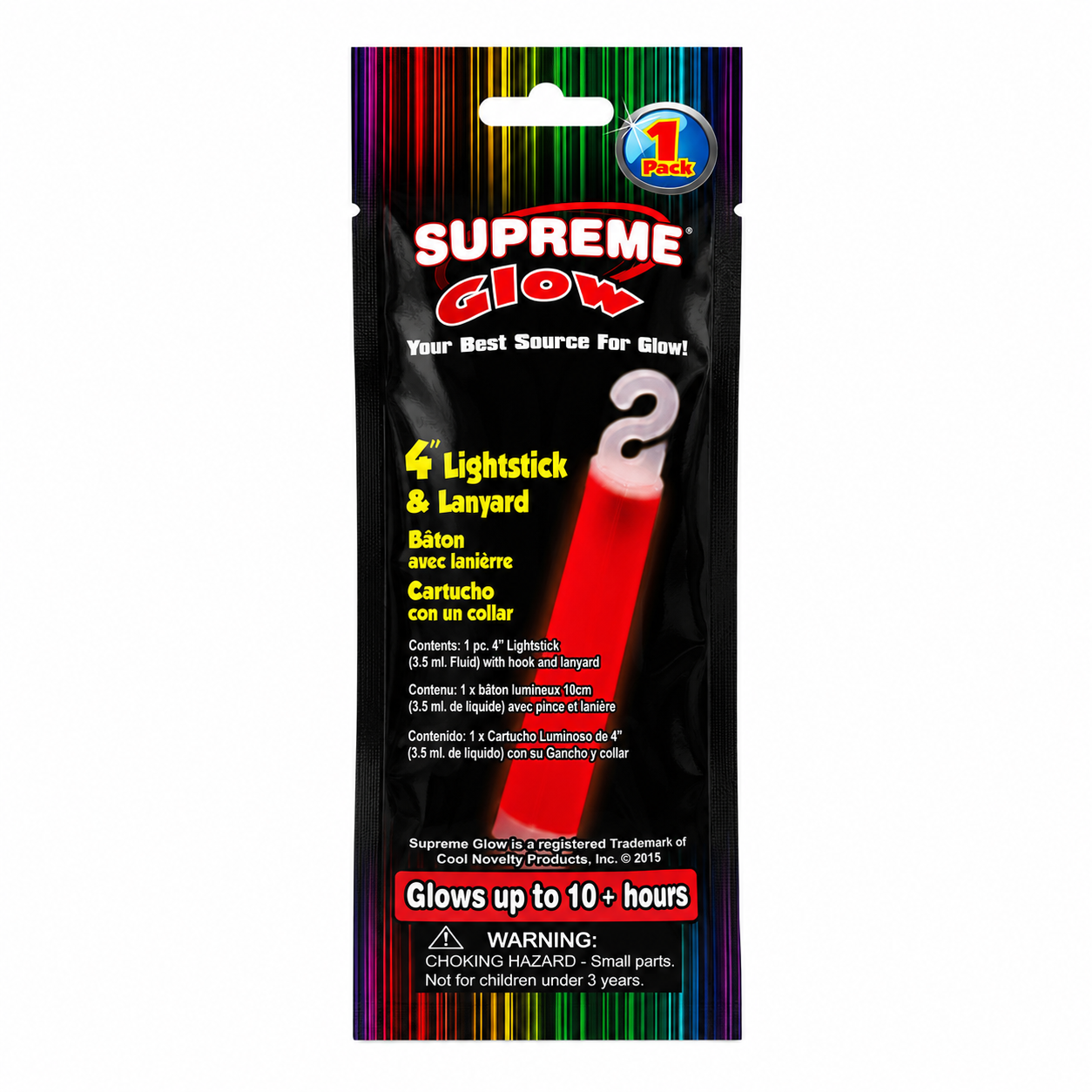 Red Trident 4-inch glow stick on a white background