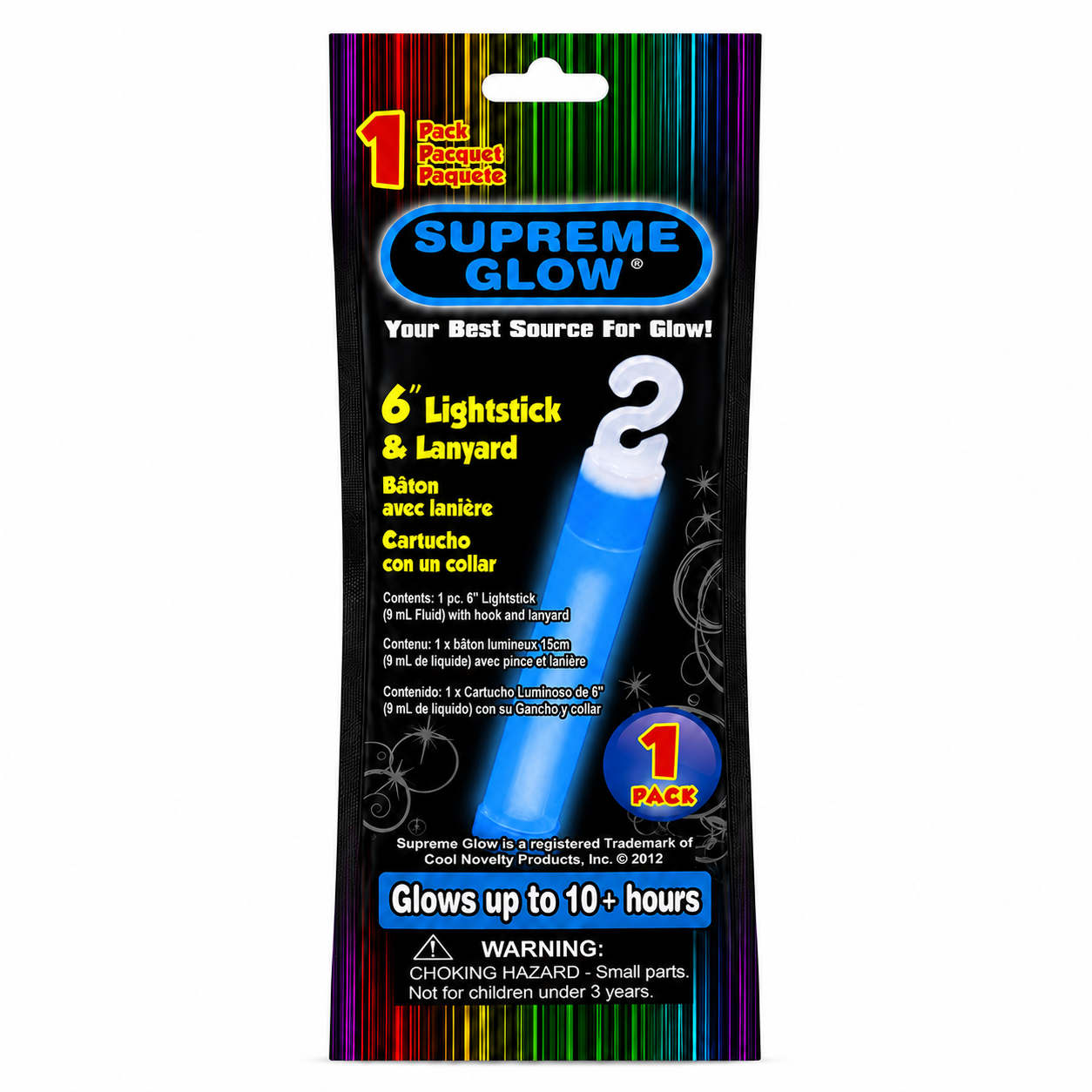 Blue Trident 6-inch glow stick on a white background
