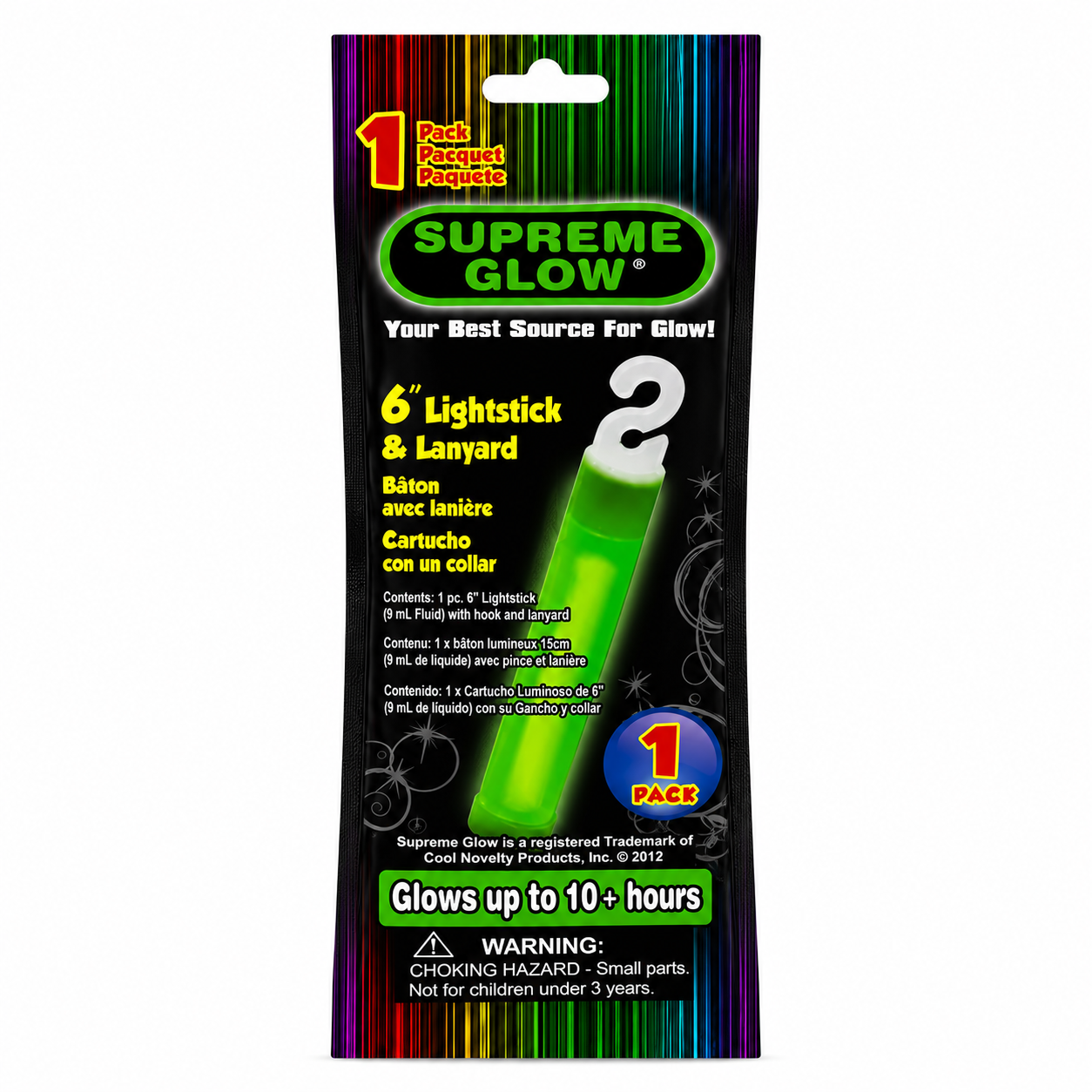 Green Trident 6-inch glow stick on a white background