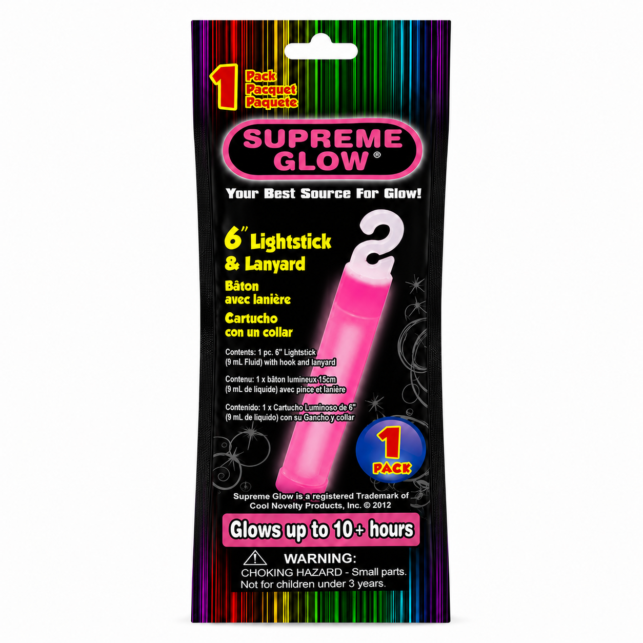 Pink Trident 6-inch glow stick on a white background