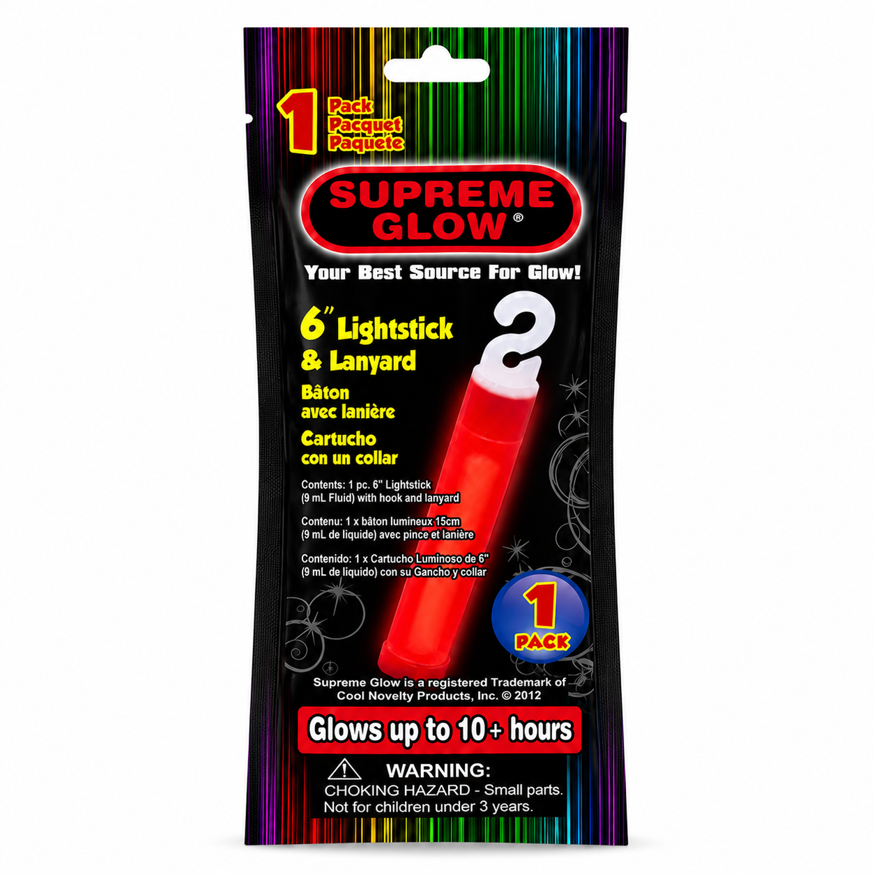 Red Trident 6-inch glow stick on a white background