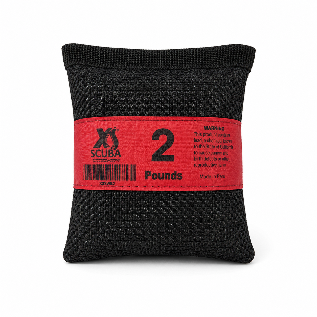 XS Scuba 2 lb soft mesh scuba weight on a white background