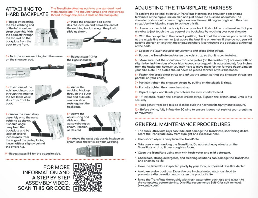 Dive Rite Transplate Harness 2026