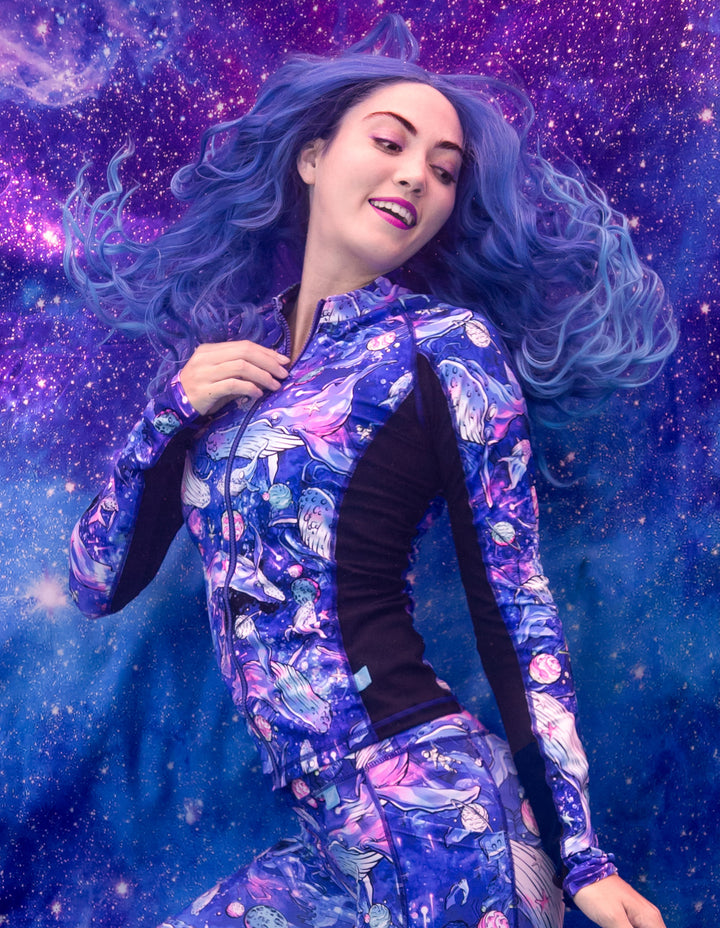 Spacefish Army Womens Cosmic Whale Zip Rashguard