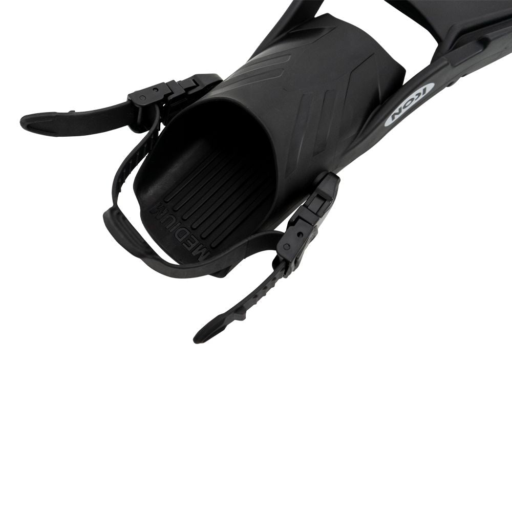 Genesis Icon Open Heel Fin - Black Heel and Strap Detail