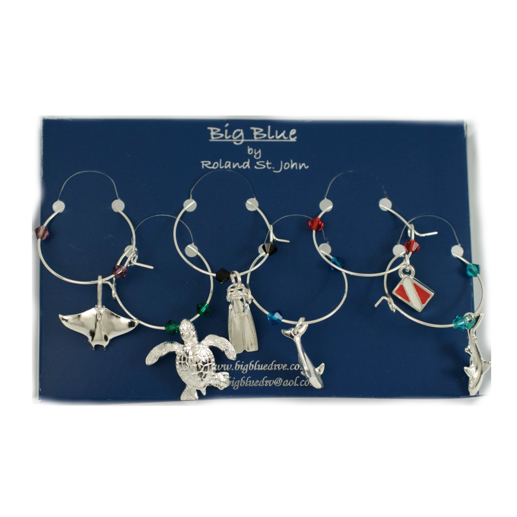 Big Blue Aquatics Diver Edition Sterling Wine Charms Glass M