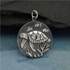 Sea Turtle Coin Pendant Sterling Silver Charm Necklace Ocean Sea Jewelry