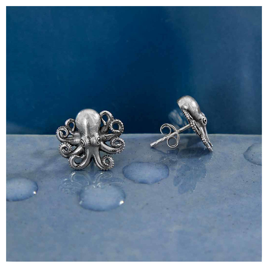 Baby Octopus Ear Studs Sterling Silver Post Earrings