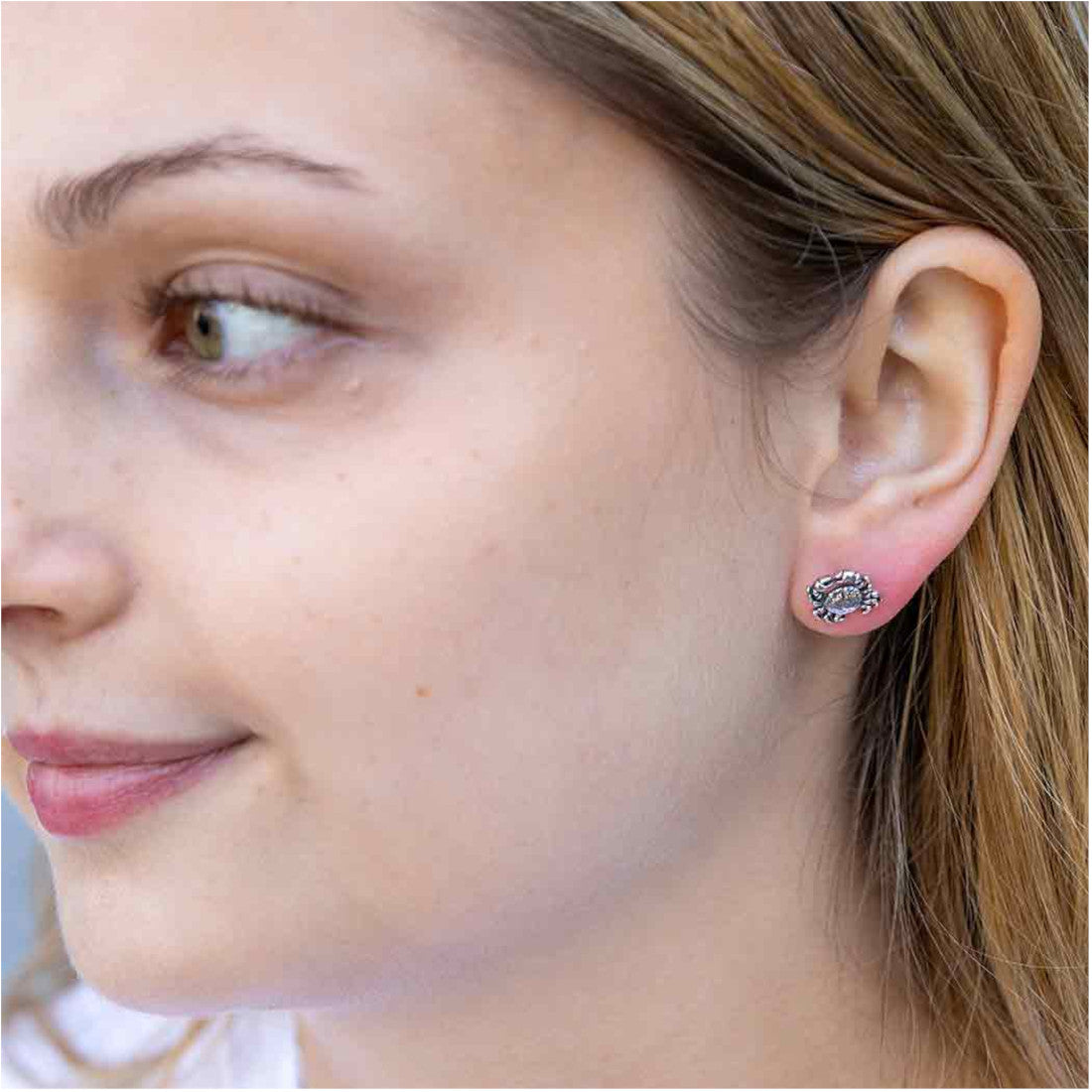 Tiny Crab Ear Studs Sterling Silver Earrings