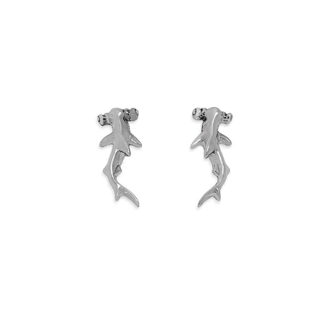 Hammerhead Shark Ear Studs Sterling Silver Post Earrings