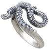 Octopus Tentacles Sterling Silver Ring, Nautical Nature Ocean Jewelry