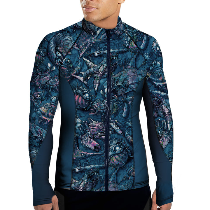 Spacefish Army Mens Clockwork Ocean Zip Rashguard