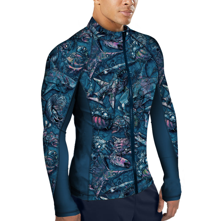 Spacefish Army Mens Clockwork Ocean Zip Rashguard