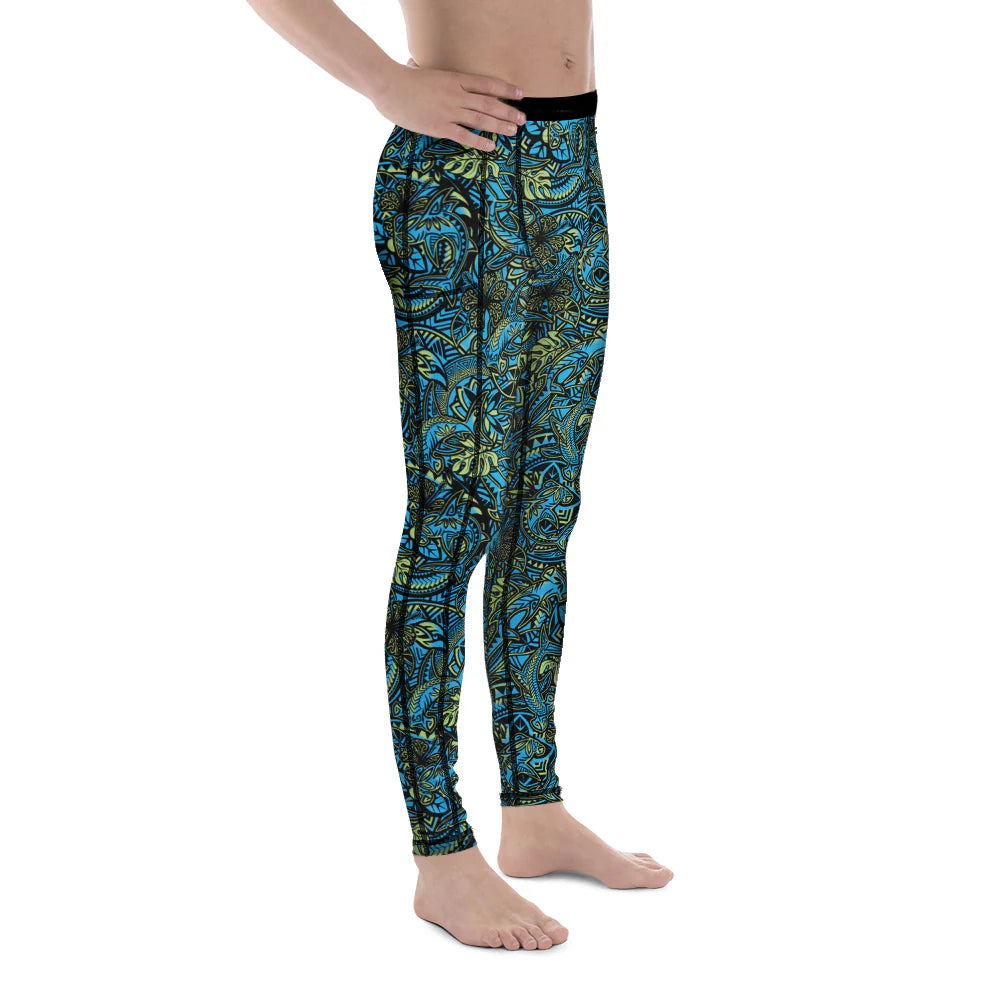 Spacefish Army Mens Hammerhead Hibiscus Leggings