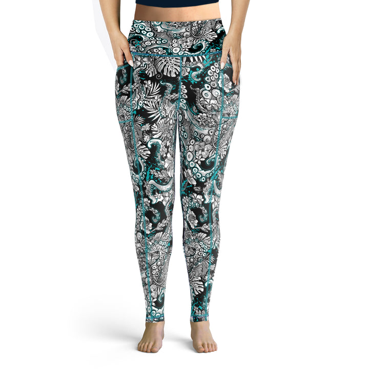 Spacefish Army Womens Electric Blue Octofloral Leggings