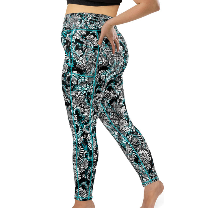 Spacefish Army Womens Electric Blue Octofloral Leggings