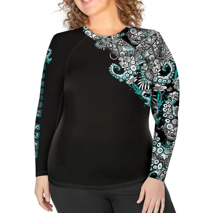 Spacefish Army Womens Electric Blue Octofloral Rashguard