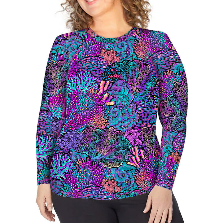 Spacefish Army Womens Coral Kaleidoscope Rashguard