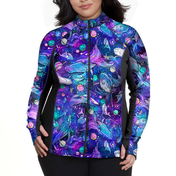 Spacefish Army Womens Cosmic Whale Zip Rashguard