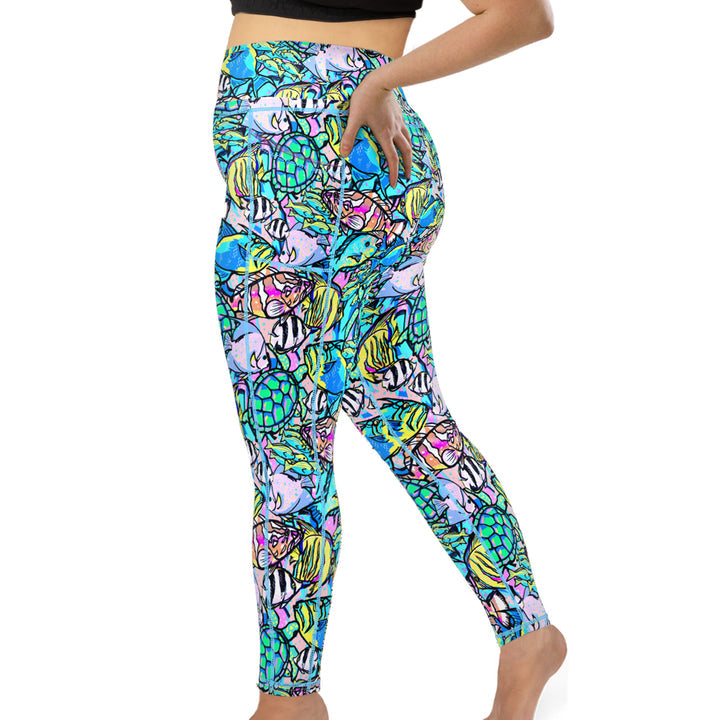 Spacefish Army Womens Neon Fish Frenzy Leggings