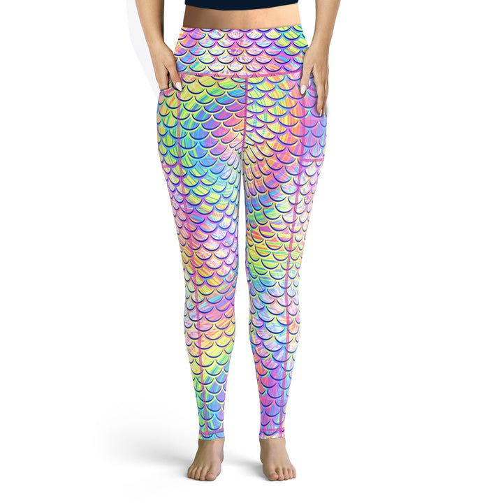 Spacefish Army Womens Psychedelic Mermaid Leggings