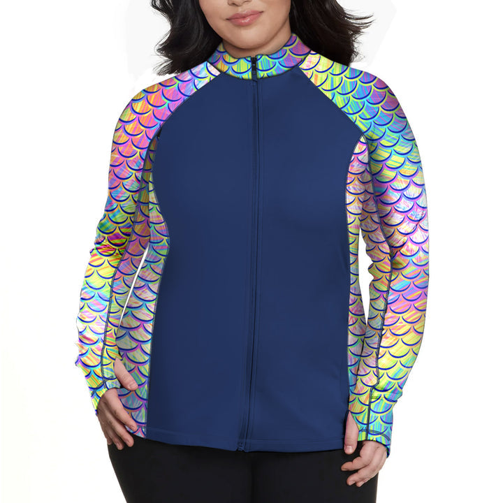 Spacefish Army Womens Psychedelic Mermaid Zip Rashguard