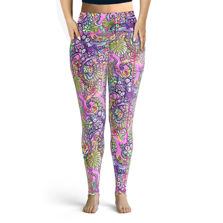 Spacefish Army Womens Octofloral Splatterparty Leggings
