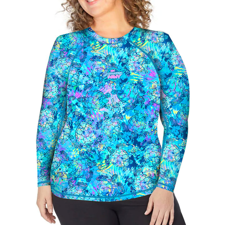 Spacefish Army Womens Turtle Tie Dye Rashguards