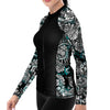 Spacefish Army Womens Electric Blue Octofloral Zip Rashguard