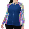 Spacefish Army Womens Psychedelic Mermaid Zip Rashguard