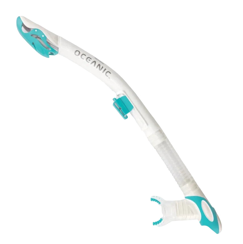 White and aqua snorkel with 'Oceanic' branding 