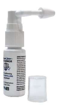 Tropical Seas Ear Armor water repelling ear spray 0.5 fl oz bottle open and ready to use