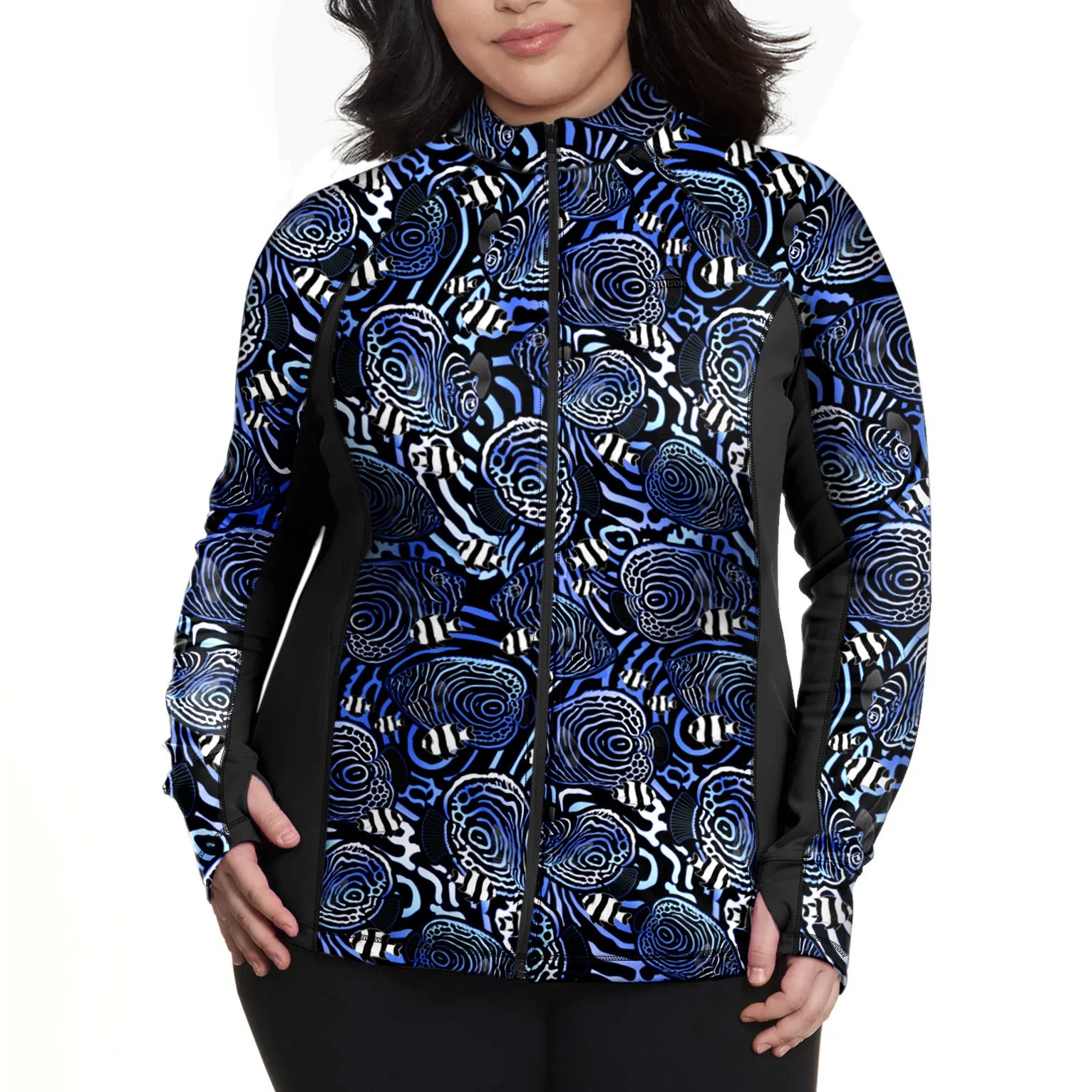 Spacefish Army Womens Angelfish Hypnosis Zip Rashguards