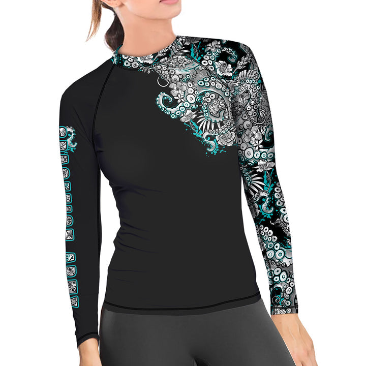 Spacefish Army Womens Electric Blue Octofloral Rashguard