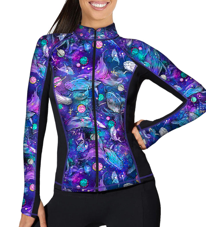 Spacefish Army Womens Cosmic Whale Zip Rashguard