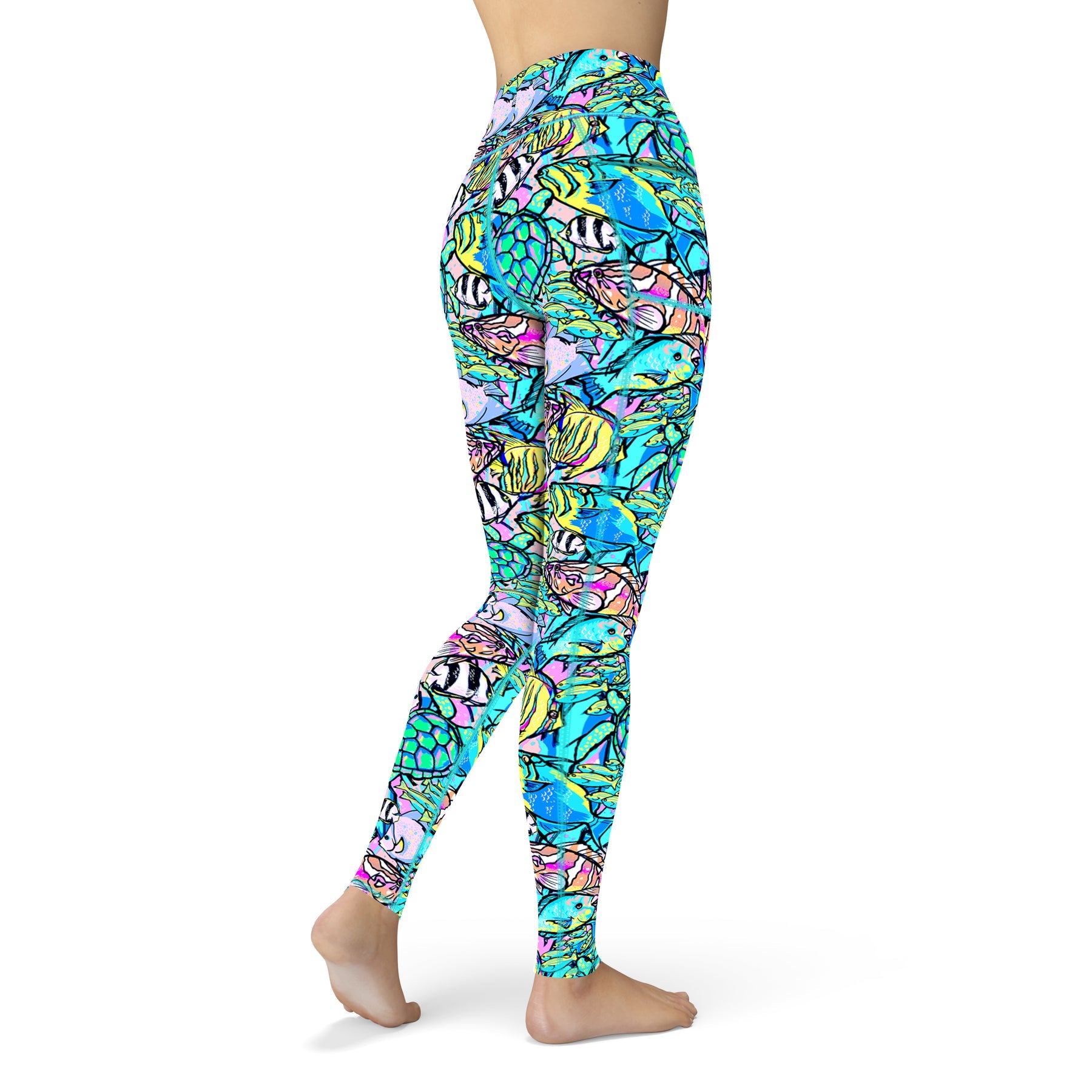 Spacefish Army Womens Neon Fish Frenzy Leggings
