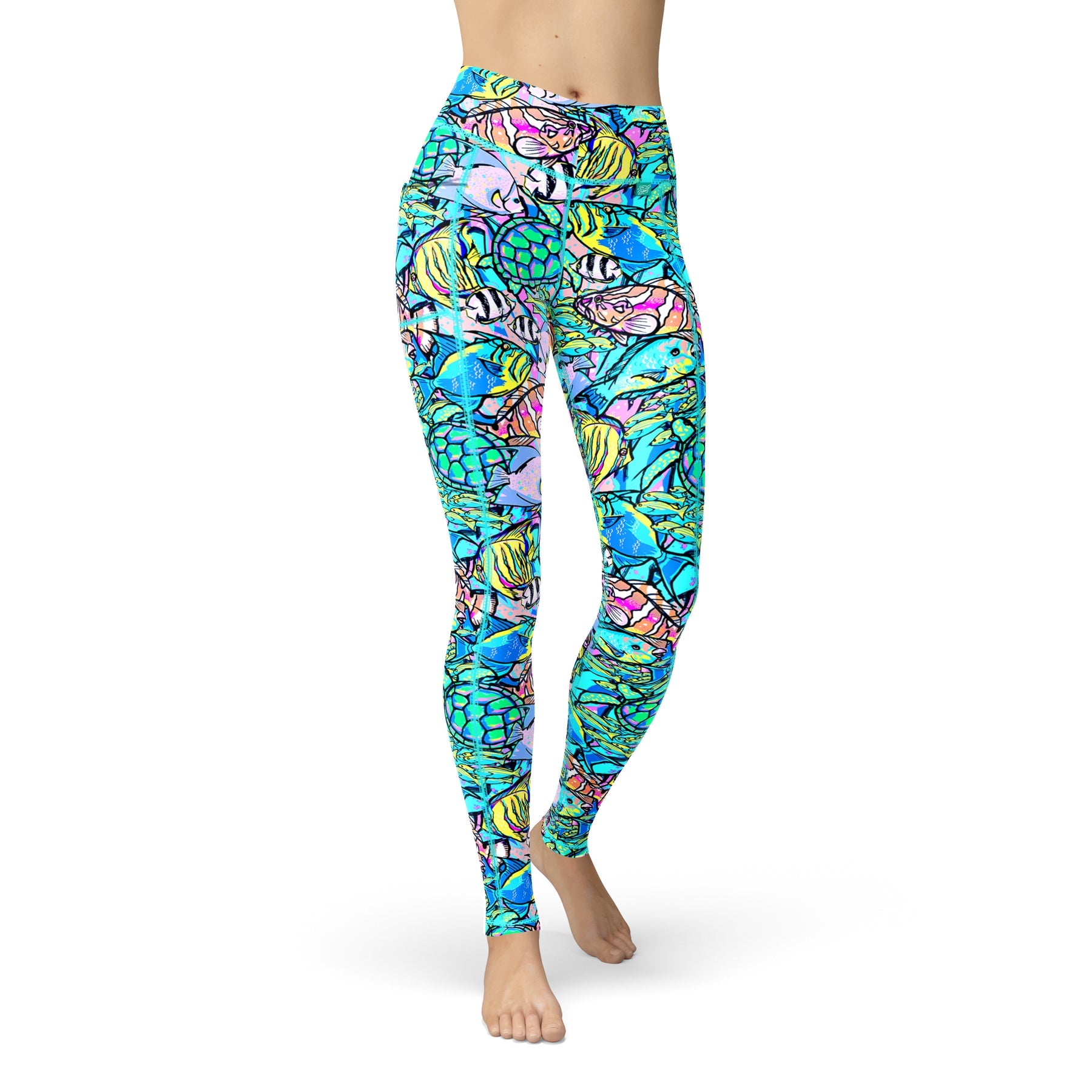 Spacefish Army Womens Neon Fish Frenzy Leggings
