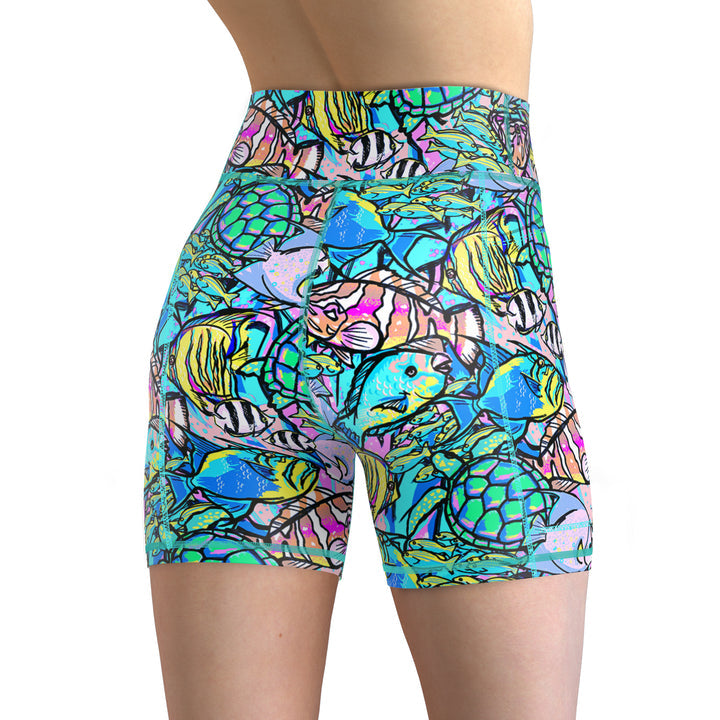 Spacefish Army Womens Neon Fish Frenzy Shorts