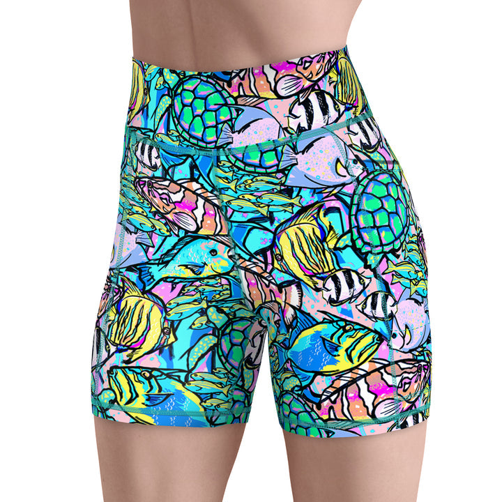 Spacefish Army Womens Neon Fish Frenzy Shorts
