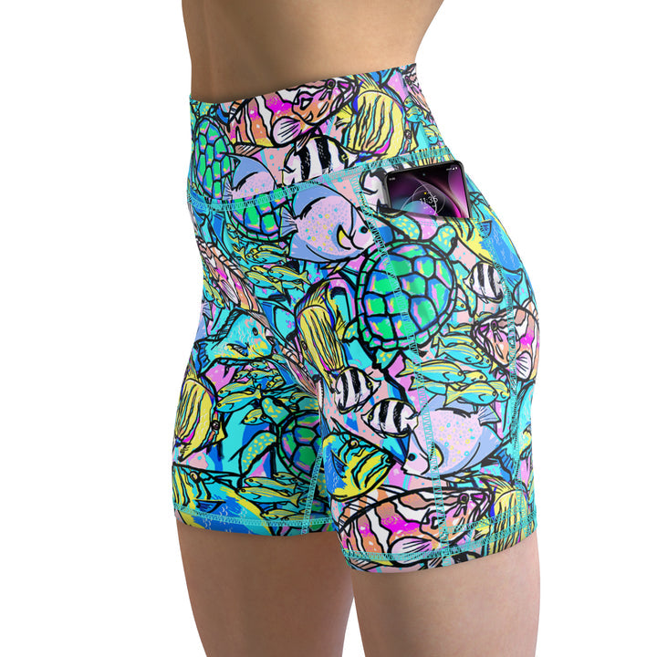 Spacefish Army Womens Neon Fish Frenzy Shorts