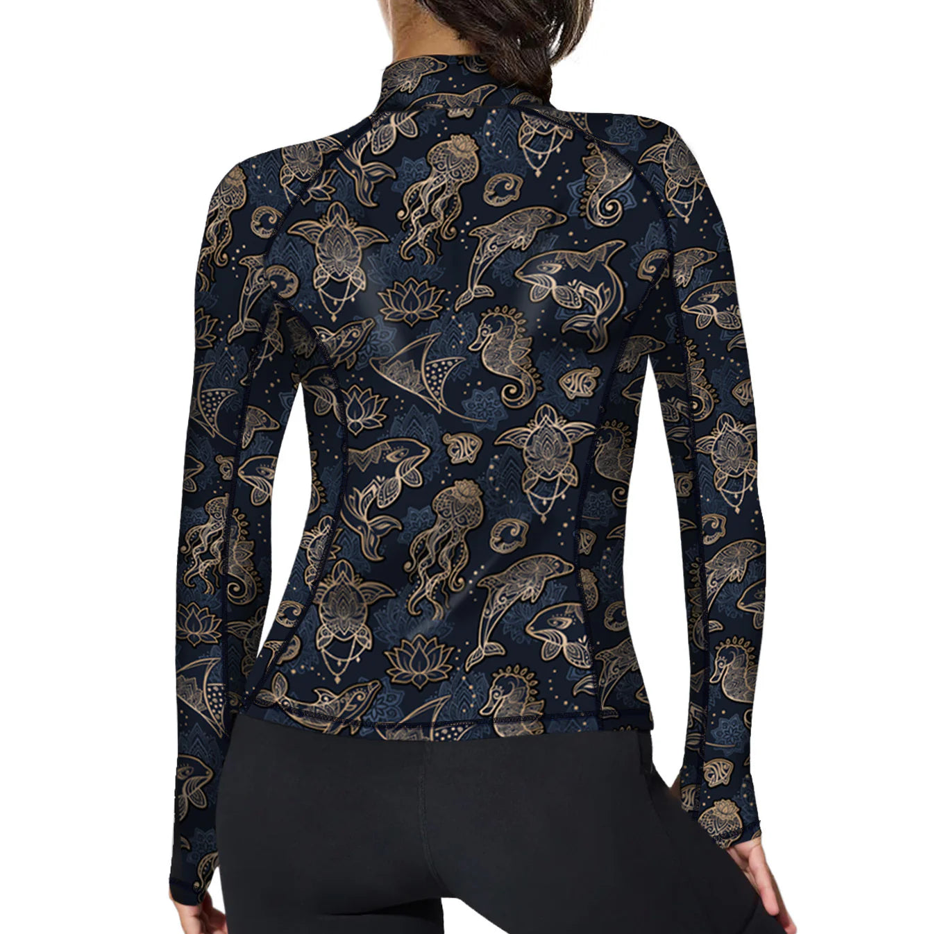 Spacefish Army Womens Ocean Mandala Zip Rashguards