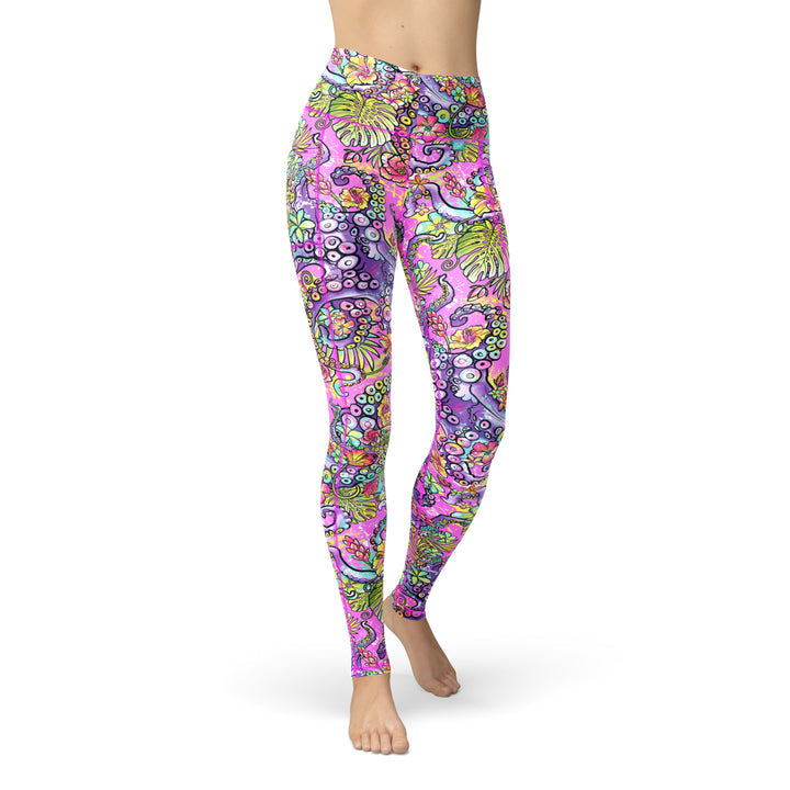 Spacefish Army Womens Octofloral Splatterparty Leggings