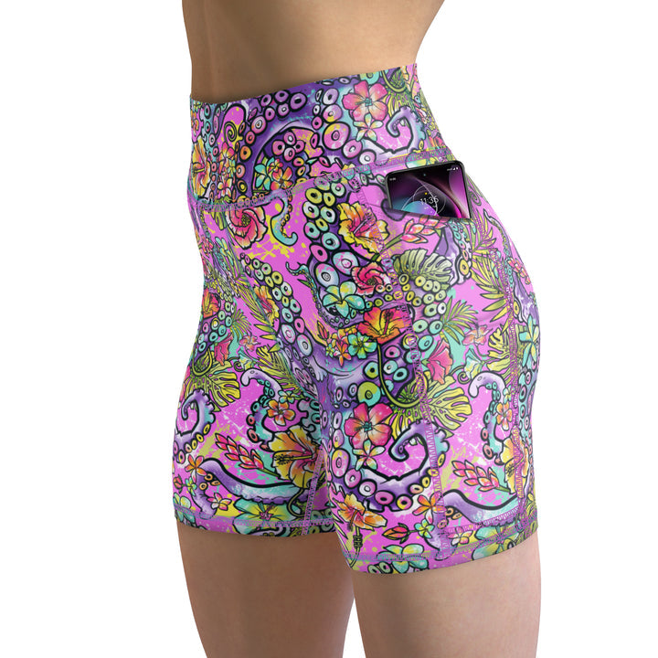 Spacefish Army Womens Octofloral Splatterparty Shorts