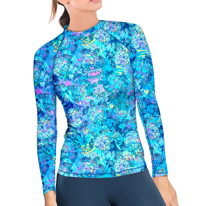 Spacefish Army Womens Turtle Tie Dye Rashguards