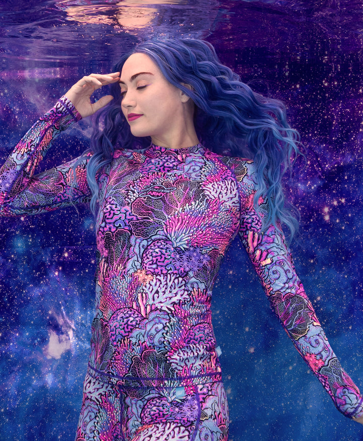 Spacefish Army Womens Coral Kaleidoscope Rashguard