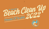 House of Scuba logo 2022 Beach Clean Up TShirt Orange Background Aqua and White Vintage Style Lettering