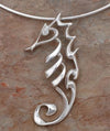 Big Blue Aquatic Seaplicity Seahorse Large Silver Pendant - Optional Chain Choices