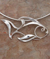 Big Blue Aquatic Seaplicity Angelfish Large Silver Pendant - Optional Chain Choices