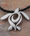 Big Blue Contemporary Pewter Turtle Pendant on 18